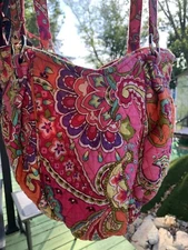Vera Bradley Pink Floral Paisley Sholder Bag Dbl Handle BEAUTIFUL
