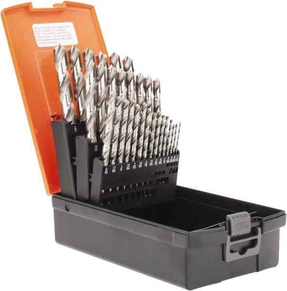 Hertel 29 Piece HSS Jobber Length Drill Bit Set, 118 degree Point