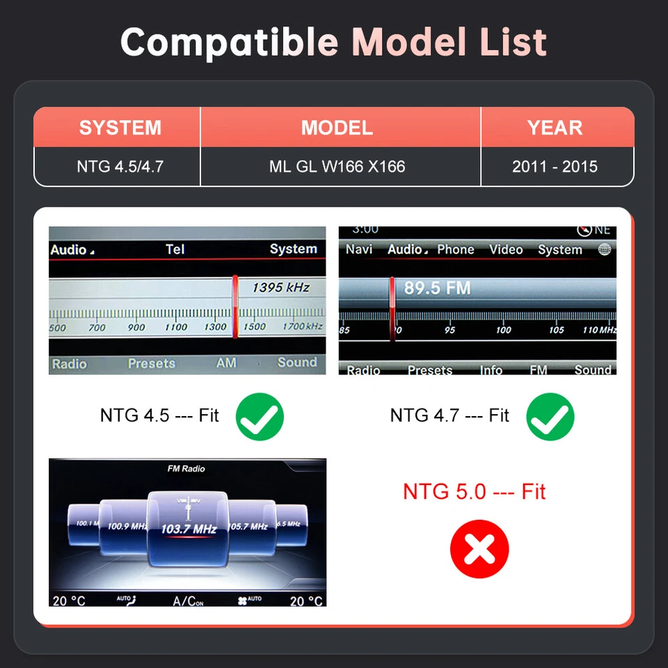 For Mercedes Benz ML 350 W166 GL550 X166 Wireless CarPlay Android Auto Interface - Imagem 2 de 4