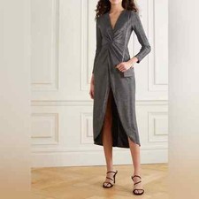 Reformation Carlyle Dress Silver Metallic Shimmer