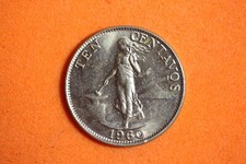 1960 Philippines 10 Centavos Nickel Brass Coin #M19312