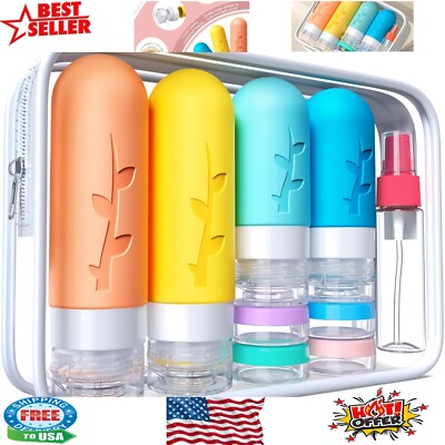 18-Pack TSA Approved Silicone Travel Bottles - Leak-Proof, Eco-Friendly Essen...