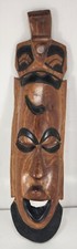 Tiki Mask Authentic Hand Carved Wooden Tribal Mask Wall Art Tiki Bar 15 X 4"