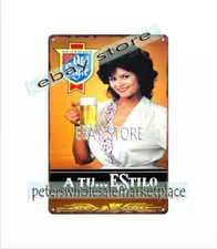 Spanish Beer liquor drink bar metal tin sign man cave garage home bar homedecor