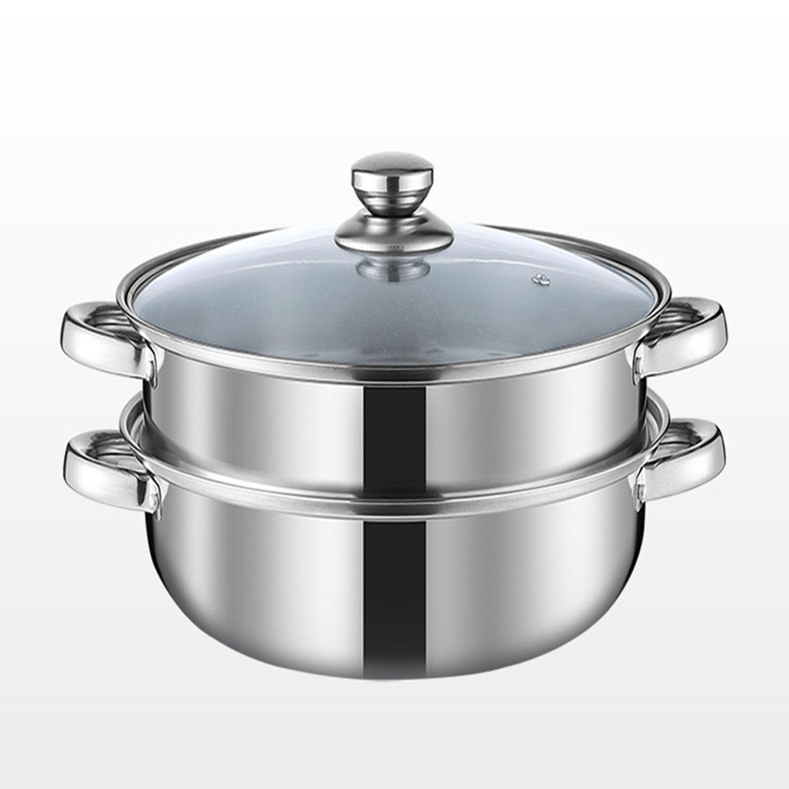 Steamer Pot for Cooking 3.0-Quart Steam Pot with Lid 2-tier Multipurpose Stai...
