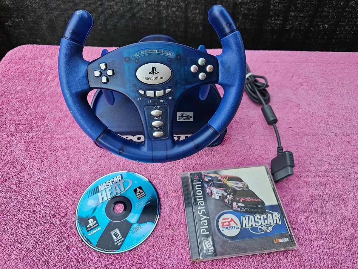レーシングホイール PlayStation PlayStation 1 Pelican Sportster Blue Steering Racing Wheel With