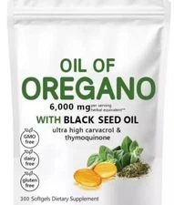 Oil Of Oregano With Black Seed Oil Natural Antioxidant & Immune System 300 Ct