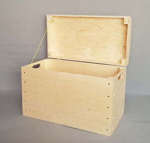 large wooden toy storage box