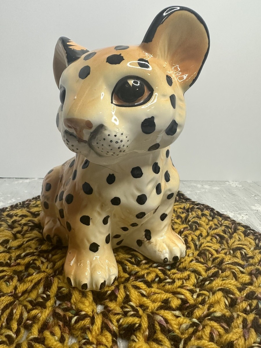『 Yellow Leopard fam 』by Zuberi 60*60cm Vintage Ceramic Leopard Cub Planter Made In Japan | eBay