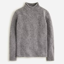 J. CREW Men's Brushed Wool Rollneck Sweater Heather Flannel Gray Fisherman L NWT