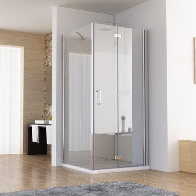 Duschkabine 90x75 Cm Eckdusche Mit 180° Falttür – 6mm ESG Sicherheitsglas, Nano-Beschichtung, Höhe 185 Cm