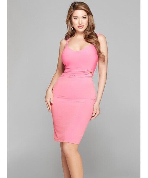 パーティードレス Stretch Viscose Bodycon Dress New Guess Marciano Frida Sleeveless Midi Pink Stretch Wrap