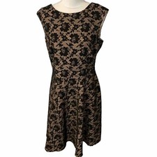 Tahari Cocktail Dress Size 10 Black And Tan 