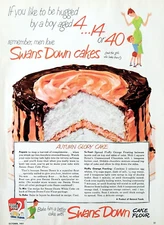 Swans Down cake flour ad Vtg 1951 Lux soap Joan Caulfield 2 sided advertisement