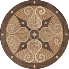 24" 18" or 12" Dia x 3/4" Thk HARDWOOD FLOOR MEDALLION  - VARIOUS DESIGNS - WOOD