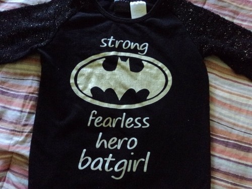Little girls black 3/4 length sleeve bat girl top blouse DC comics - Picture 2 of 7