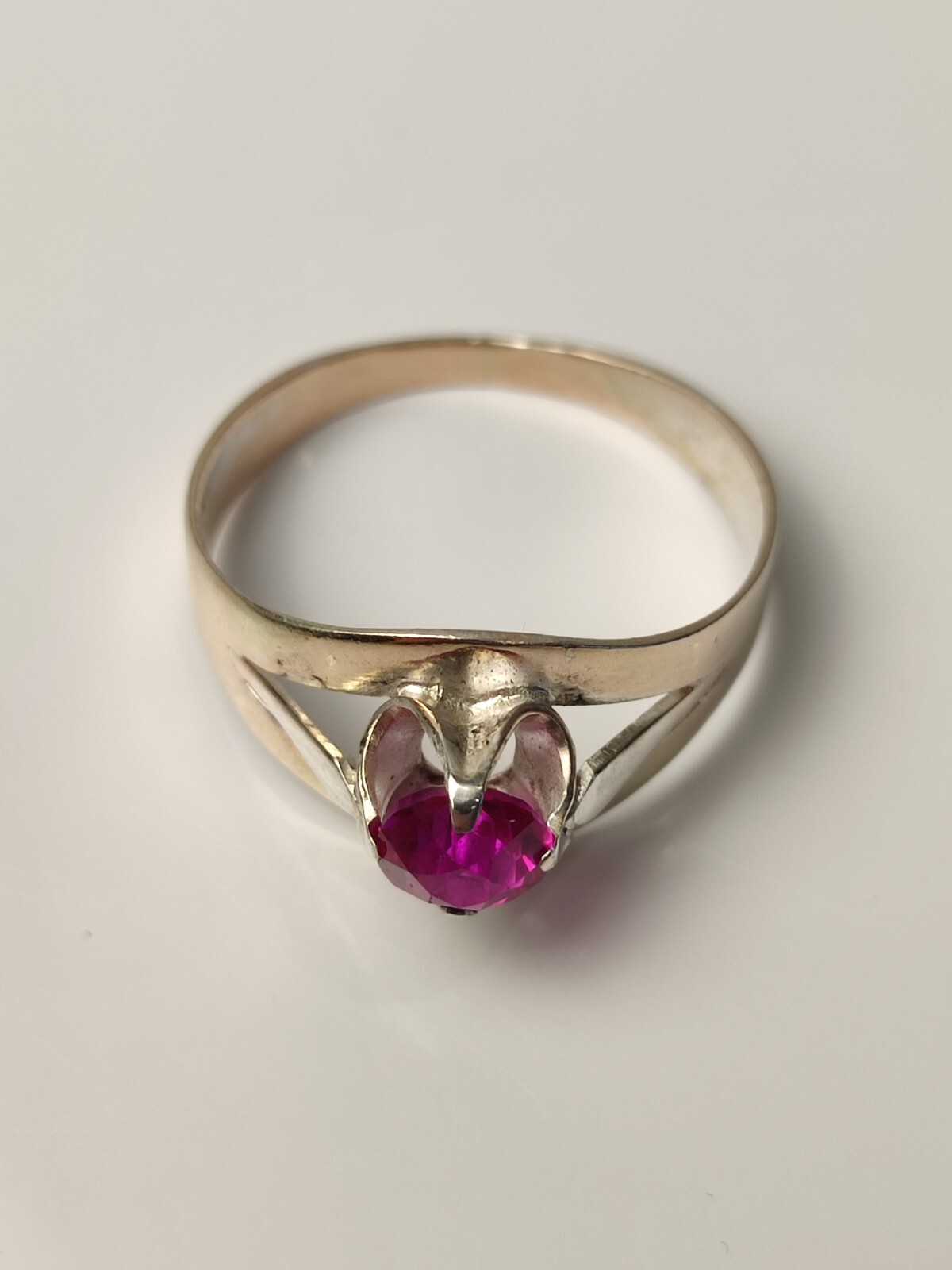 Ruby Ring Silver Soviet 875 Sterling Silver Ussr … - image 1