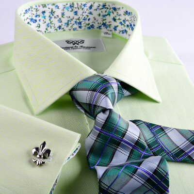 Lime Green Herringbone Formal Business Dress Shirts Mens Floral Inner Lining | eBay Lime Green Herringbone Formal Business Dress Shirts Mens Floral Inner Lining | eBay