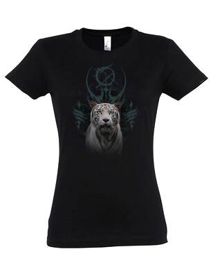Tiger Damen T-Shirt Animal Mystic Tattoo Art Dark Wild Animal Moon Magic Witch