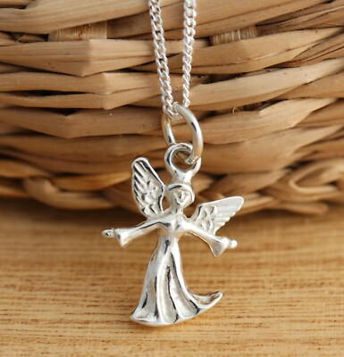 925 Sterling Silver Fairy Guardian Angel Pendant Charm Necklace Jewellery  Boxed UK