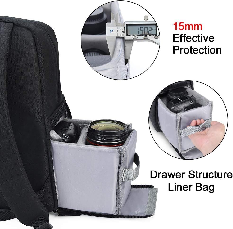 caden multifunction photography & laptop backpack Camera Bag with 15.6" Compartment USB Charging Port, Waterproof Camera Case for DSLR Mirrorless SLR Cameras, Compatible for Sony Canon Nikon Camera and Lens Tripod Accessories C) Designed to fit Canon Caden D10 Camera Backpack -