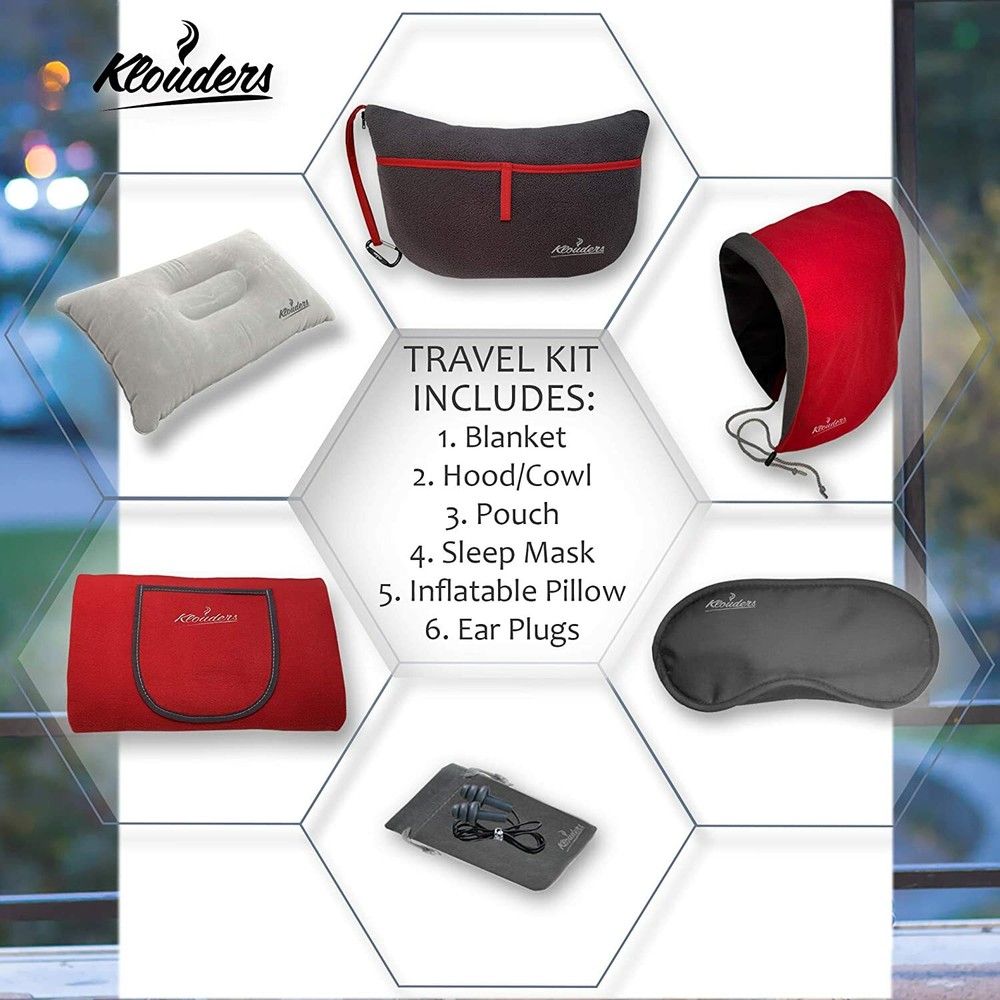 Klouders 5-in-1 Luxury Travel Kit with Bonus Travel Pillow – New & Essential