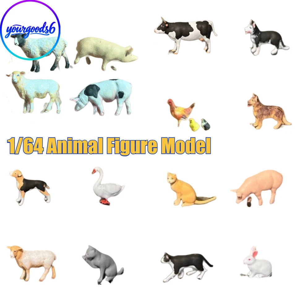 Diorama 1/64 Animal Figure Model Cow Pets Farm Scene Doll Model Accessories Tool - Image 2 of 4