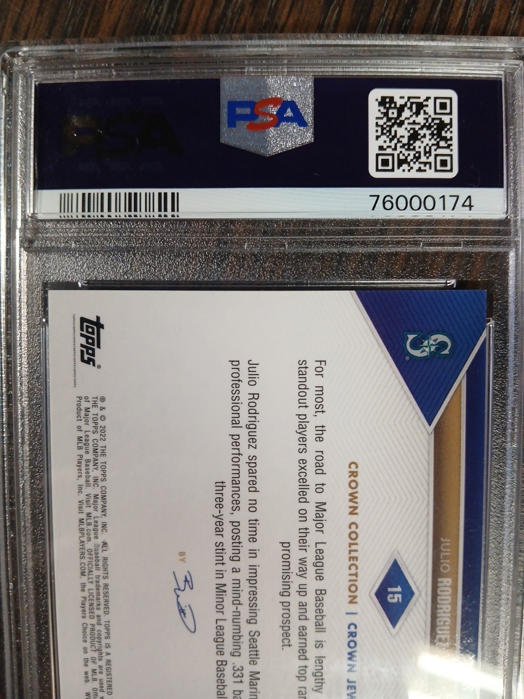 2022 Topps x Bobby Witt Jr. Julio Rodriguez RC Red Rainbow Foil 02/10 PSA 9 Mint view 7