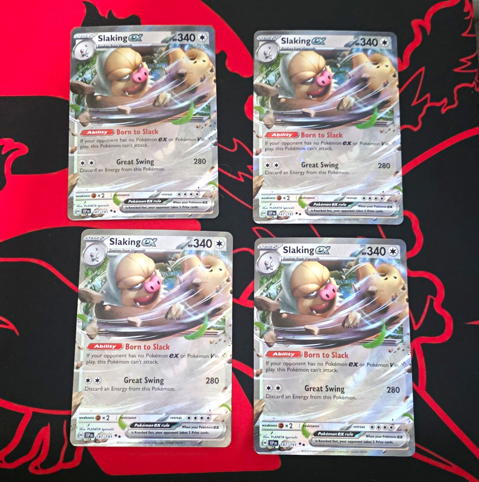 Pokemon TCG Slaking ex 147/191 Surging Sparks Holo English Lot of 4