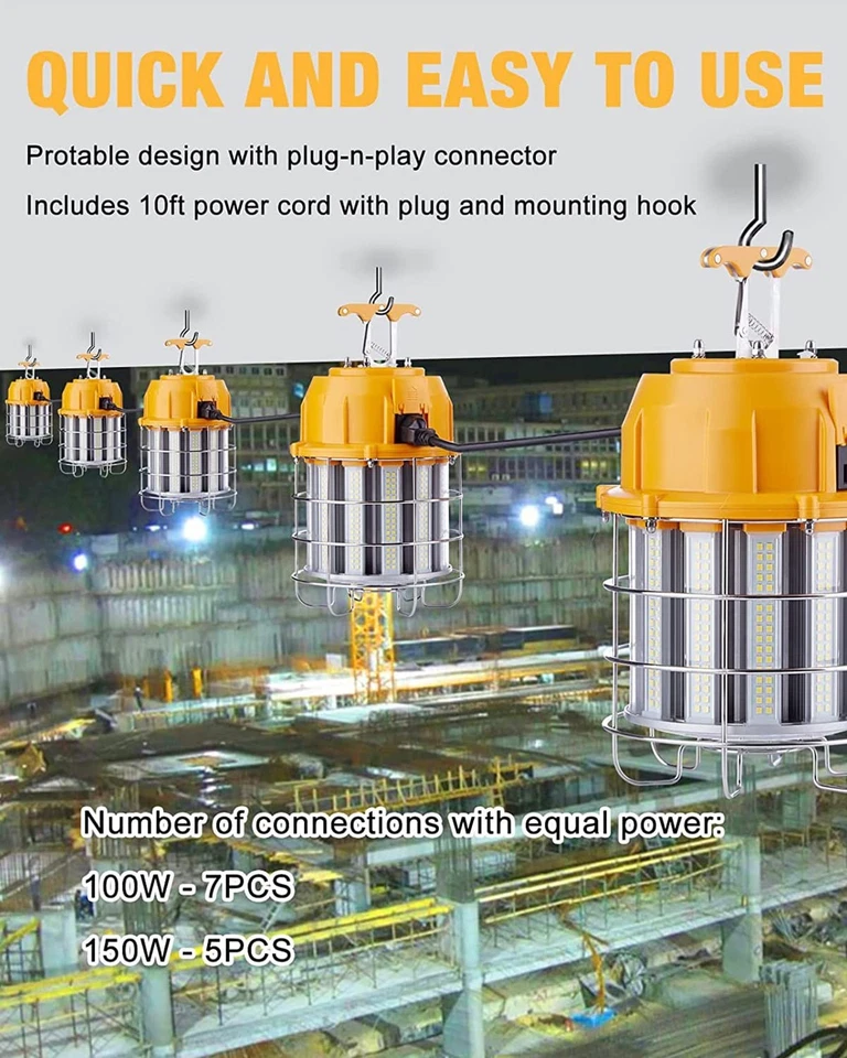 Luz LED de Trabajo Temporal 150W, 5000K 18.000lm Luces de Construcción Exterior Trabajo... Foto 2 de 4