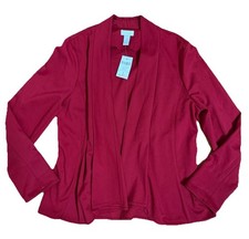 NEW CHICO S Woman s Long Sleeve Ponte Flyaway Blazer Jacket Red sz 1
