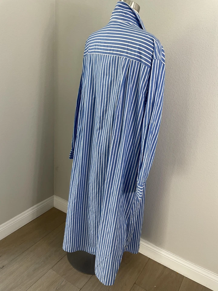 Old Navy Shirt Dress Womens Plus XXL Blue White Stripe Button Up Pockets Cotton - Image 4 of 4
