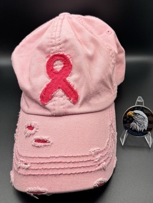 KB ETHOS Vintage Pink Distressed Adjustable Baseball Cap Women Awareness