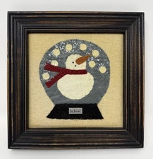 Primitives by Kathy Framed Stitcheries "Believe" Felt Snowman For Wall Or Table