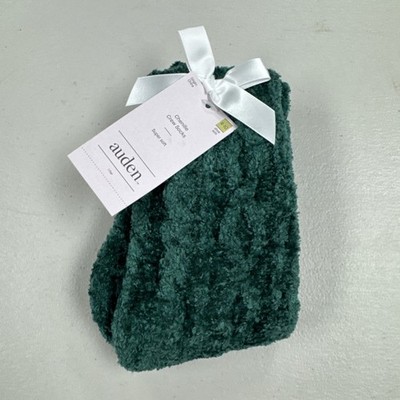Auden Chenille Crew Socks Super Soft Green Size 4-10 NWT