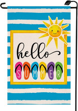 Summer Beach Garden Flag for Outside12x18 Inch Vertical Double Sided Hello Summe