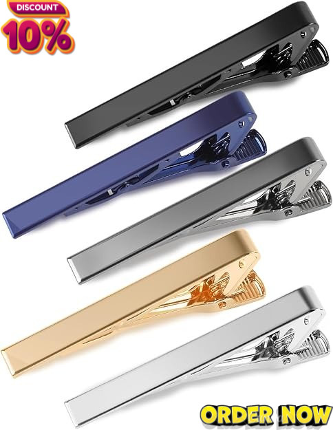 5P Tie Clips For Men, 5 Different Classic Tie Bar, Stainless Steel Tie Clip for