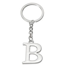 Silver Tone Letter B Key Chain Pendant Key Ring Initial Letter Key Chain