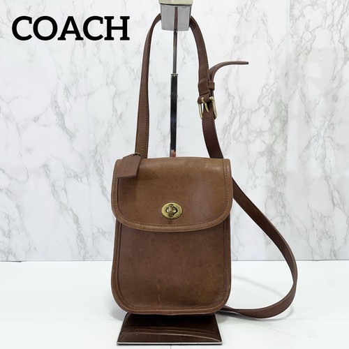 COACH Vintage Crossbody Mini Shoulder Bag Leather Brown Turn Lock From Japan - Picture 9 of 24