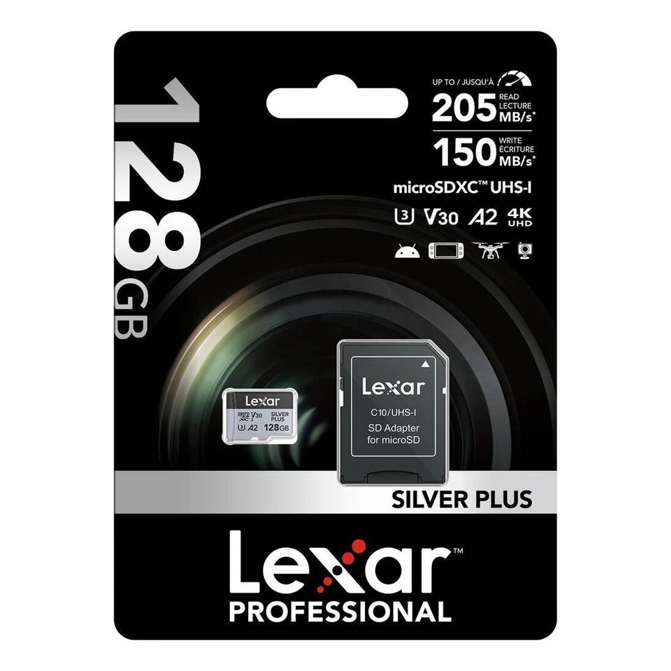 Lexar 128GB Professional Silver Plus A2 V30 UHS-I Microsdxc + SD Adapter - Image 2 of 4