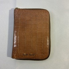 Miu Miu Planner Agenda Notebook Brown Leather Zip Cover And Paper