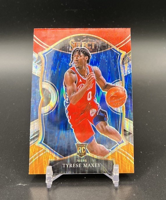 2020-21 Panini Select #81 Tyrese Maxey Red White Orange Shimmer Rookie Card RC