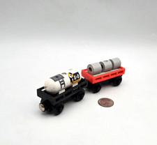 Thomas  Friends Wooden Railway Train Tank Engine - Black  Red Cargo Car Lot x2