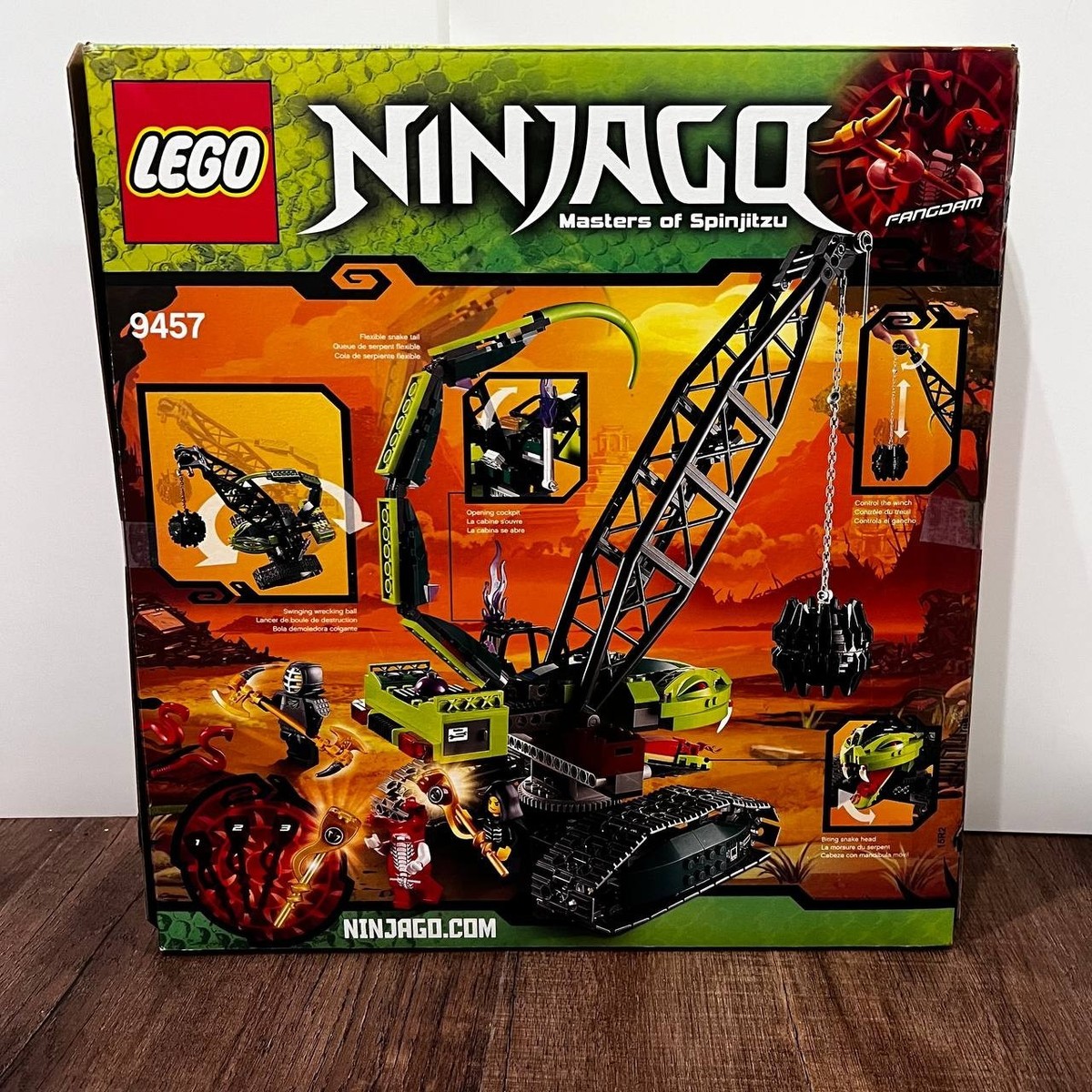 Lego Ninjago: 9457 Fangpyre Wrecking Ball, Box + Instructions, Not