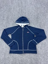 Reebok Classic Hoodie Womens Medium Blue Thermal Full Zip Raglan Pockets