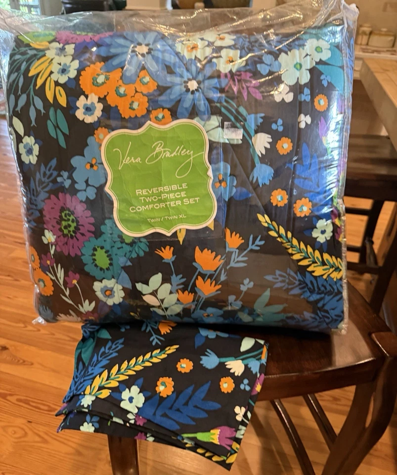 JUEGO DE CAMA EDREDÓN VERA BRADLEY MIDNIGHT BLUES DOBLE/TWIN XL EXTRA SHAM FLORAL Foto 3 de 3