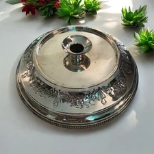 Vintage Silverplate Hurricane Candle Holder –John Seymour Engraved Pedestal Base