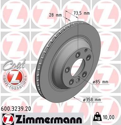 2x ZIMMERMANN Bremsscheibe COAT Z 600.3239.20 für AUDI 92A 4LB TOUAREG CAYENNE