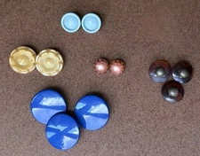 1950s Retro Shank Button Sets - Blue, Orange, Beige | Round - 5 Pairs Vintage