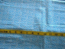 1 yd 100 Cotton Fabric Blue Bluish White Flowers All Over
